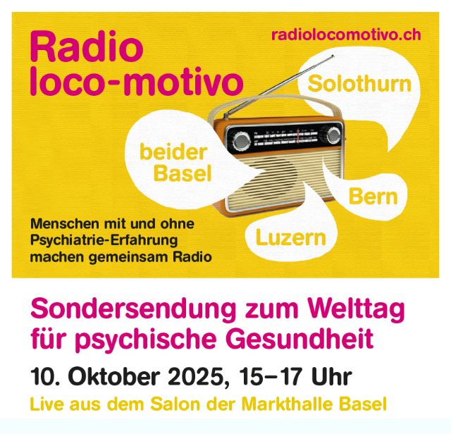Logo Radio Loco-motivo mit beschreibenden Text 