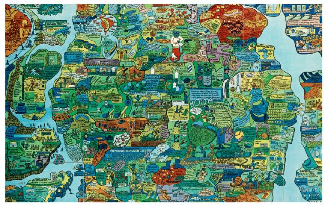 Öyvind Fahlström, Section of World Map - A Puzzle, 1973, private collection. 
