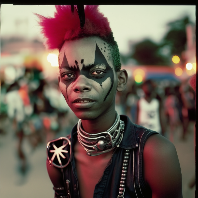 Eine junge Schwarze Afropunk-Person an einem Festival