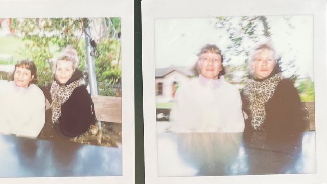 zwei polaroid fotos zeigen je zwei menschen