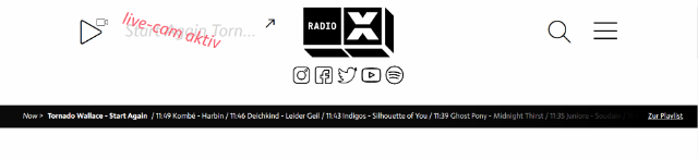 kopfleiste der website radiox.ch mit dem videostream-icon