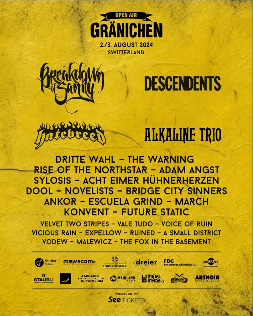 Das LineUp: Mit unter anderem "Breakdown of Sanity", "Descendents", "Alkaline Trio" oder "Hatebreed"